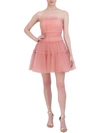 Bcbgmaxazria Womens Strapless Tulle Mini Dress In Pink