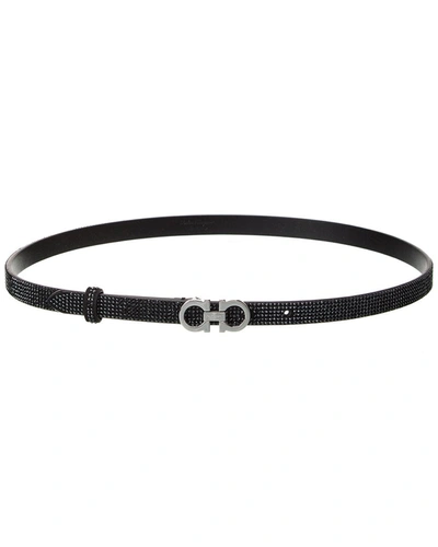 Ferragamo Gancini Reversible & Adjustable Leather Belt In Black