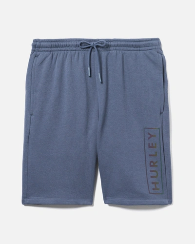 United Legwear Men's Exist Boxed Logo Cotton Fleece Shorts In Dark Blue