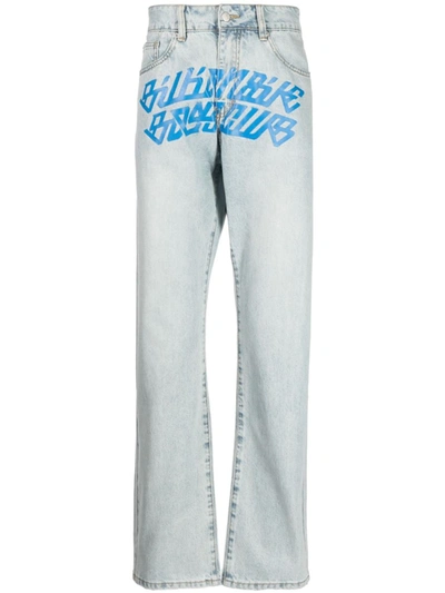 Billionaire Boys Club Mens Stonewash Blue Logo-print Straight-leg Mid-rise Jeans