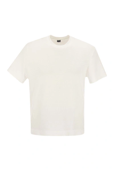 Fedeli Garment-dyed Linen And Elastane T-shirt In White