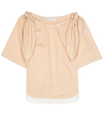 Chloé Embellished Cotton Top In Beige