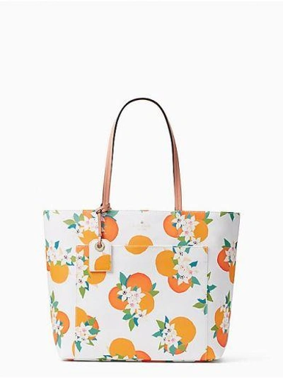 Kate Spade Harding Street Oranges Riley Tote Bag, Orange In White Multi/light Gold