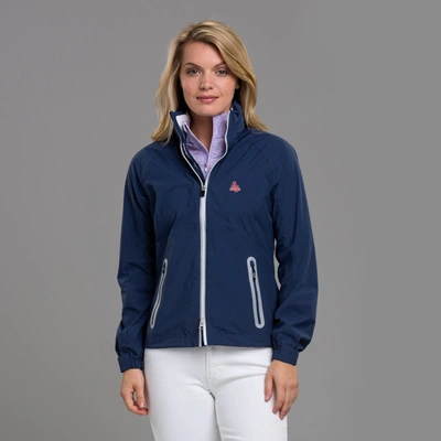 Zero Restriction American University | Hooded Olivia Jacket | Collegiate In Storm/white