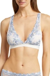 Wacoal Embrace Lace Convertible Plunge Soft Cup Wireless Bra In Pastel Parchment/ Blue Multi