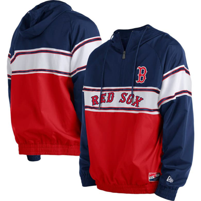 New Era Navy Boston Red Sox Ripstop Raglan Quarter-zip Hoodie