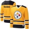 Starter Gold Pittsburgh Steelers Cross-check V-neck Long Sleeve T-shirt In Gold
