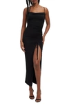GOOD AMERICAN WEIGHTLESS COWL NECK RUCHED BODY-CON DRESS