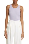 Cecilie Bahnsen Knit Top With Ribbed Texture And Scoop Neck In Lavender