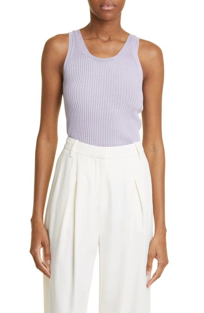 Cecilie Bahnsen Knit Top With Ribbed Texture And Scoop Neck In Purple