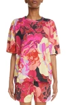 Dries Van Noten Floral Cotton T-shirt In Fuchsia 304