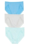 Natori Bliss 3-pack French Cut Briefs In Blue,linen,julep