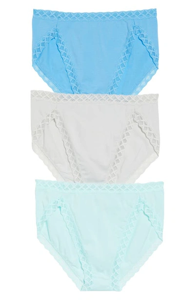 Natori Bliss 3-pack French Cut Briefs In Grey/ Green/ Blue