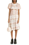 Simone Rocha Puff Sleeve Asymmetric Ruffle Tiered Shirtdress In Patchwork