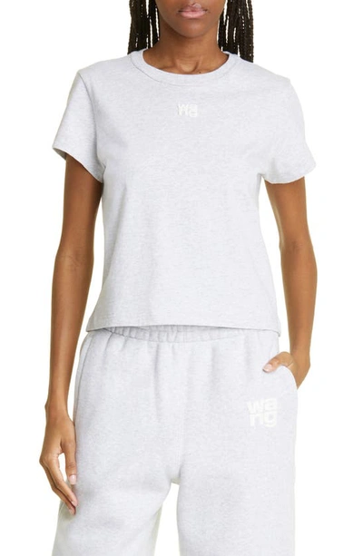 Alexander Wang T Shrunken Cotton Logo Tee In 100 White