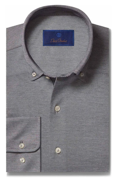 David Donahue Dog Button-front Dress Shirt In Black/ White