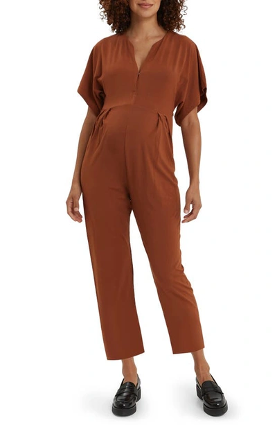 Nom Maternity Filipa Maternity/nursing Jumpsuit In Caramel