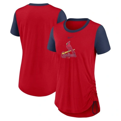 NIKE NIKE RED ST. LOUIS CARDINALS HIPSTER SWOOSH CINCHED TRI-BLEND PERFORMANCE FASHION T-SHIRT