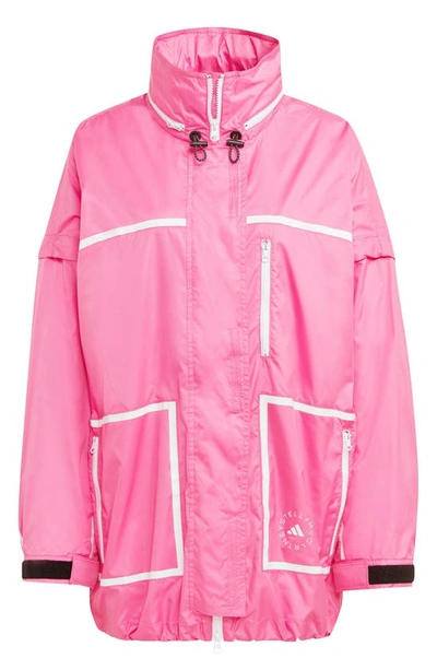 Adidas By Stella Mccartney Lightweight Hooded Jacket In Screaming Pink