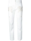 STELLA MCCARTNEY STELLA MCCARTNEY SKINNY BOYFRIEND EMBROIDERED PALM JEANS - WHITE,455880SIH3611990399