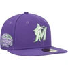 New Era Men's  Purple Miami Marlins Lime Side Patch 59fifty Fitted Hat In Purple