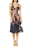 DRESS THE POPULATION AUDREY EMBROIDERED FIT & FLARE DRESS