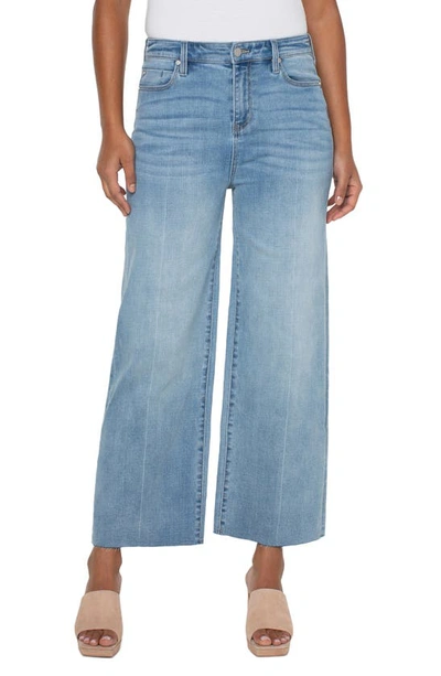 Liverpool Los Angeles Stride Raw Hem High Waist Crop Wide Leg Jeans In Mitchell