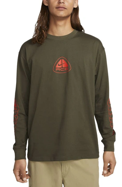 Nike Acg Max90 Long Sleeve Graphic Tee In Cargo Khaki