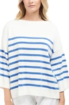 Barbour Renfew Stripe Cotton Sweater In Calico/ Bluebell