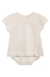 Feltman Brothers Kids' Lacy Cotton Knit Top & Bloomers Set In Ivory