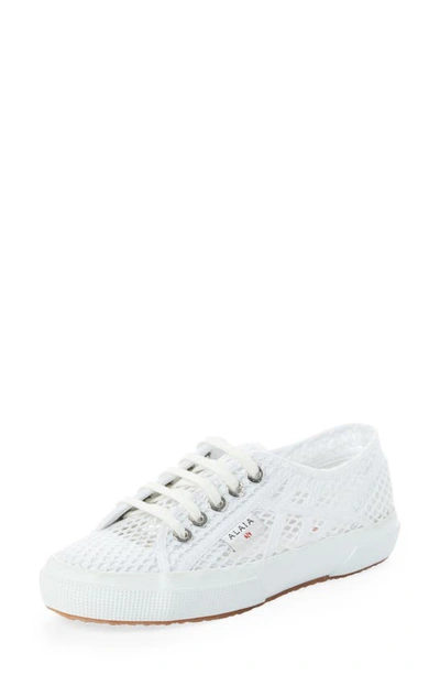 Alaïa X Superga Fishnet Lace-up Trainer In White