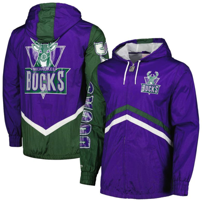 Mitchell & Ness Men's  Purple Milwaukee Bucks Undeniable Full-zip Windbreaker Jacket