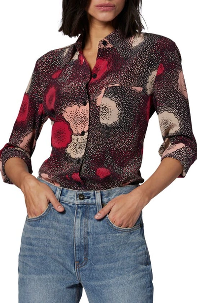 Equipment Quinne Silk Button-up Shirt In True Black Multi Florale
