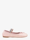 Miu Miu Logo-patch Satin Ballet Flats In Pink