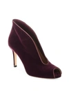 GIANVITO ROSSI Velvet U Peep Toe Booties