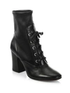 GIANVITO ROSSI Stretch Leather Lace-Up Block Heel Booties