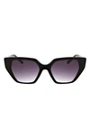 Oscar De La Renta 51mm Square Cat Eye Sunglasses In Black