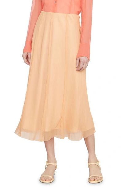 Vince Sheer Crinkle Lettuce-edge Midi Skirt In Orange