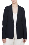 Vince Linen Blend Blazer In Coastal Blue