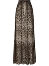 Dolce & Gabbana Leopard Print Wide Chiffon Pants In Brown