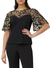 ADRIANNA PAPELL WOMENS METALLIC FLORAL BLOUSE