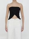 Saint Laurent Jersey Bustier Top In Black