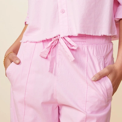 Monrow Poplin Pocket Trousers In Pink Lavender