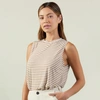 Monrow Stripe Muscle Tank In Sahara Stripe