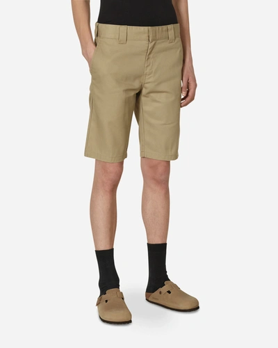 Dickies Logo-patch Slim-fit Woven Shorts In Beige
