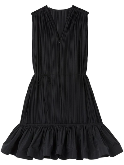 Az Factory Maleys Ruffled Plunge-neck Midi Dress In Black