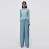Simkhai Fonda Crystal Knit Crewneck Top In Seafoam