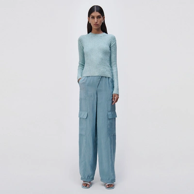 Simkhai Fonda Crystal Knit Crewneck Top In Seafoam