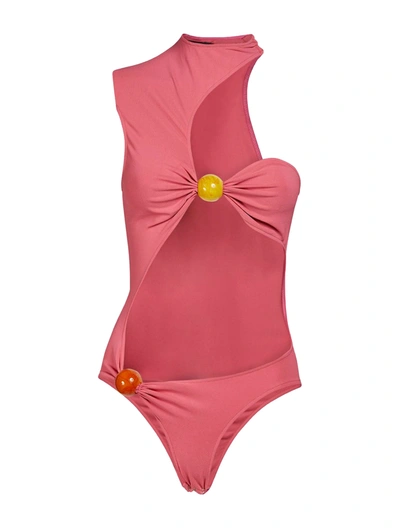 Jacquemus Le Body Perola Jersey Cutout Body In Pink & Purple