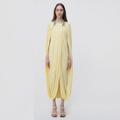 Jonathan Simkhai Jacky Draped Jersey Cocoon Gown In Yellow